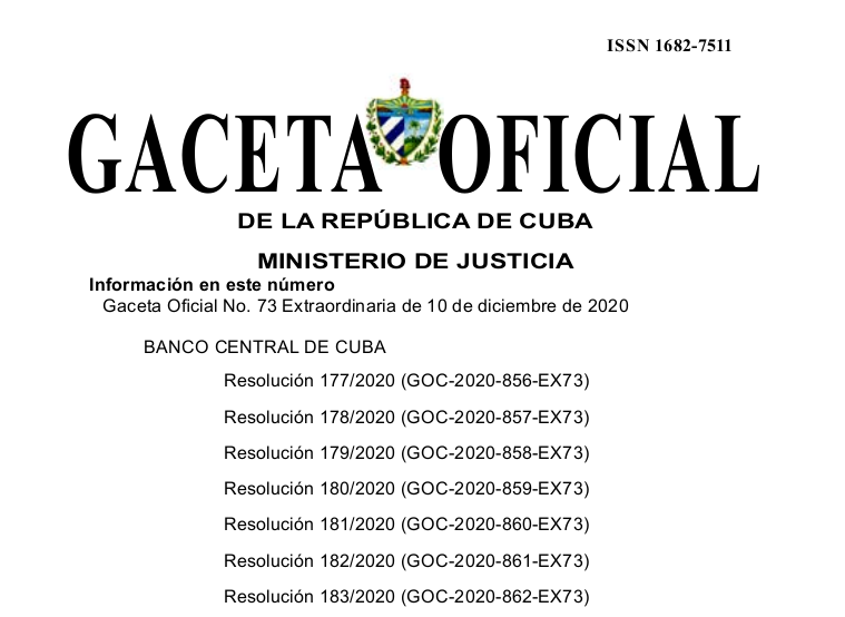 Imagen relacionada con la noticia :Gaceta Oficial No. 73 Extraordinaria de 10 de diciembre de 2020